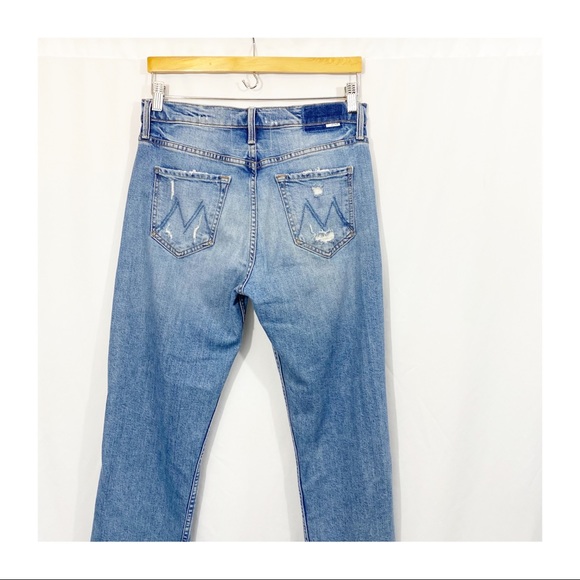 MOTHER Superior The Tomcat Distressed Straight High Rise Denim Jeans Confession - Picture 7 of 14